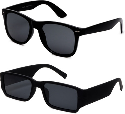TheWhoop Rectangular Sunglasses(For Men & Women, Black)