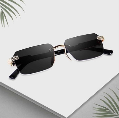 Sunglance Retro Square, Rectangular Sunglasses(For Men & Women, Black)