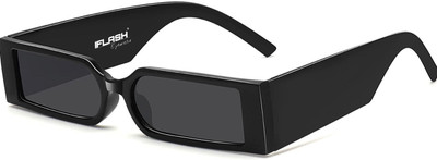 I Flash Rectangular, Retro Square, Wayfarer Sunglasses(For Men & Women, Black)