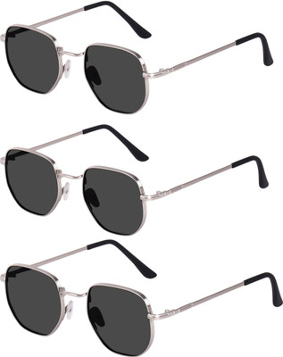 Rich Club Rectangular Sunglasses(For Men, Black)