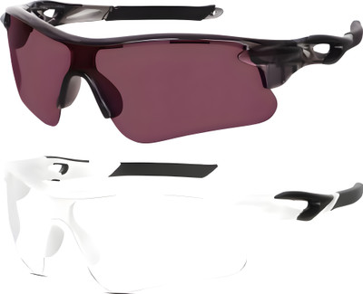 SportoLume Sports Googles Mirrored UV Protection For Men Golf, Riding, Trekking, Running, Cricket Goggles(Red, White)