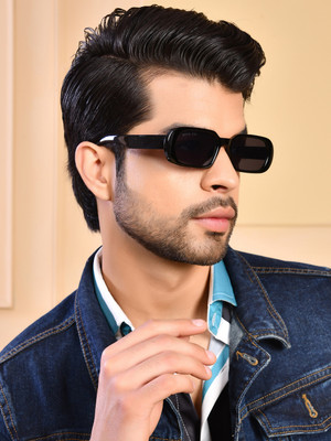 ROYAL SON Rectangular Sunglasses(For Men & Women, Black)