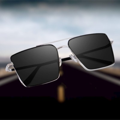 Sunveil Retro Square Sunglasses(For Men, Black)