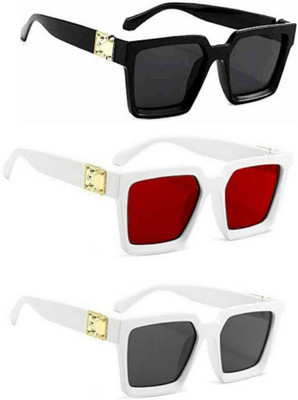 AR Cool Rectangular Sunglasses(For Men & Women, Black)