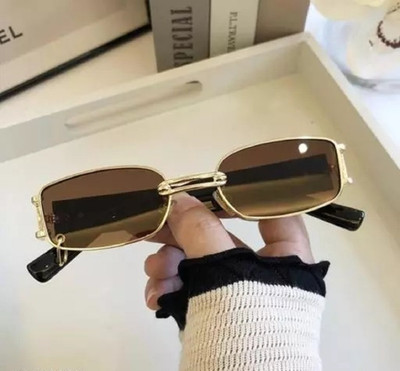 KOPEK Rectangular Sunglasses(For Men & Women, Brown)