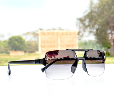 jiebo Retro Square Sunglasses(For Men & Women, Black)