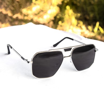 jiebo Retro Square Sunglasses(For Men & Women, Black)