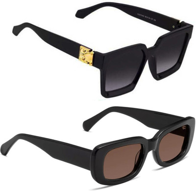 ELLIGATOR Retro Square Sunglasses(For Men & Women, Black)