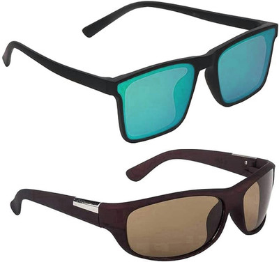 ELLIGATOR Retro Square Sunglasses(For Men & Women, Green, Brown)
