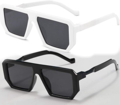 New Specs Retro Square Sunglasses(For Men & Women, Black)