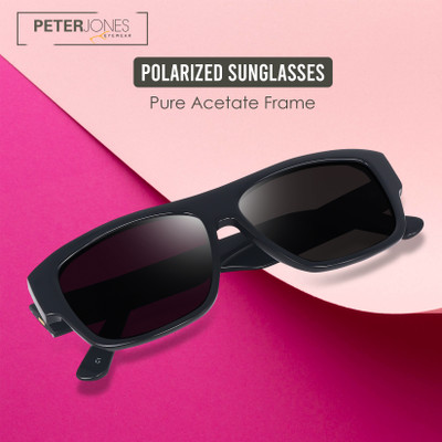 PETER JONES Retro Square Sunglasses(For Men & Women, Black)