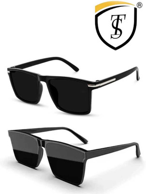 Syn Traders Retro Square Sunglasses(For Men & Women, Black)