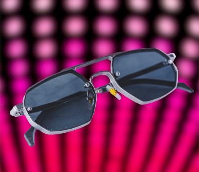 Supreno Retro Square Sunglasses(For Men & Women, Black)