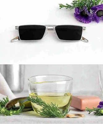 FizzFusion Rectangular Sunglasses(For Men & Women, Silver)