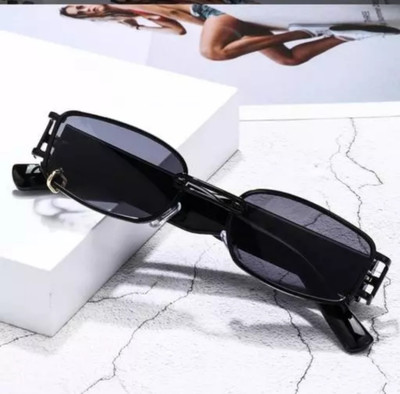 ALFATOORE Rectangular Sunglasses(For Men & Women, Black)