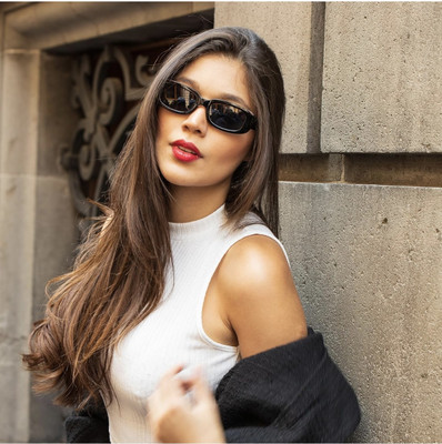Zeemork Rectangular, Retro Square Sunglasses(For Men & Women, Black)