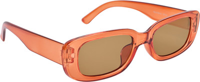 NuVew Rectangular Sunglasses(For Men & Women, Brown)