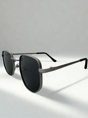 Matteo Bianchi Rectangular Sunglasses(For Men & Women, Black)