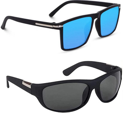 ELLIGATOR Retro Square Sunglasses(For Men & Women, Blue, Black)