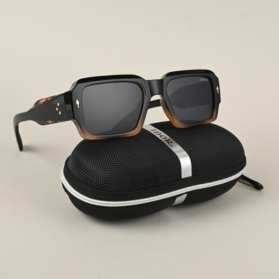 IDOR Rectangular Sunglasses(For Men & Women, Black)