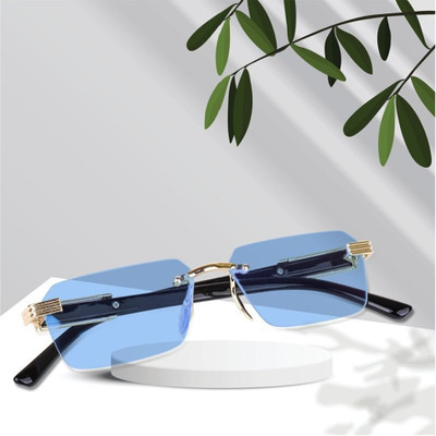 Zeemork Rectangular Sunglasses(For Men & Women, Blue)