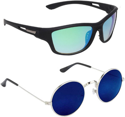 ELLIGATOR Wrap-around Sunglasses(For Men & Women, Green, Blue)