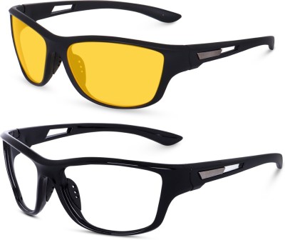 ARICKS Wrap-around, Sports Sunglasses(For Men & Women, Yellow, Clear)