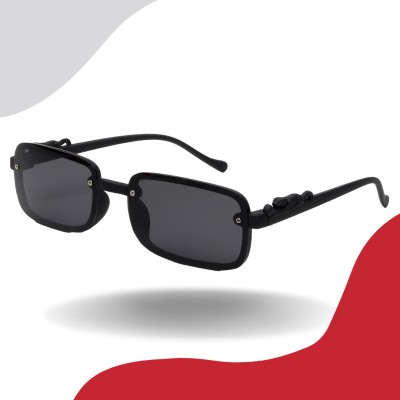 KiwiCaves Rectangular Sunglasses(For Men & Women, Black)