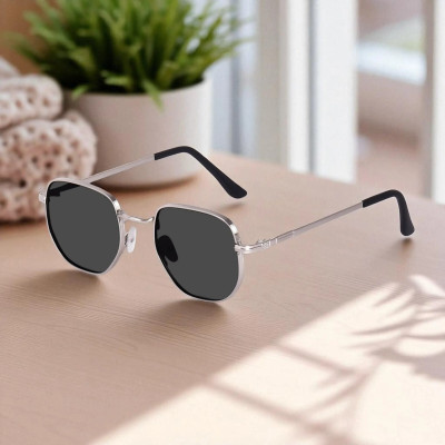 DKERAOD Retro Square, Round Sunglasses(For Men & Women, Black)