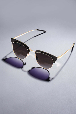 French Crown Clubmaster Sunglasses(For Men & Women, Black)