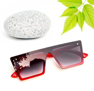 jiebo Rectangular Sunglasses(For Men & Women, Black)