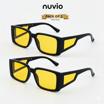 NUVIO Rectangular, Retro Square Sunglasses(For Boys & Girls, Yellow)