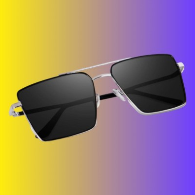 Sunveil Retro Square Sunglasses(For Men, Black)