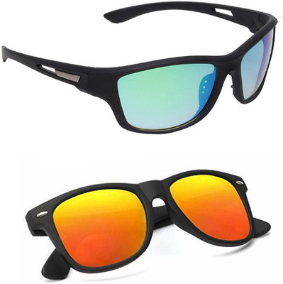 ELLIGATOR Wrap-around Sunglasses(For Men & Women, Green, Red)