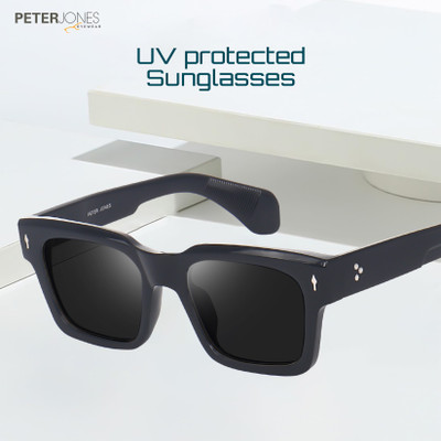 PETER JONES Retro Square Sunglasses(For Men & Women, Black)
