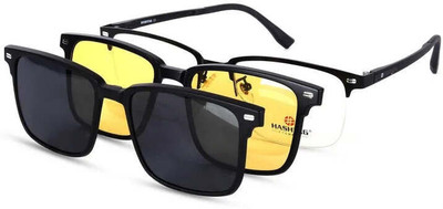 Hashtag eyewear Retro Square Sunglasses(For Men, Clear, Black, Golden)