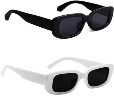 New Specs Rectangular Sunglasses(For Men & Women, Black)