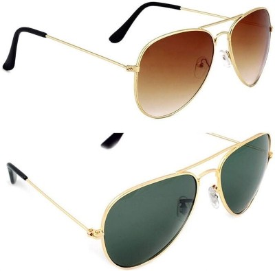 STYLOON Aviator Sunglasses(For Men & Women, Green, Brown)