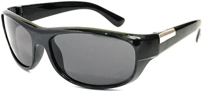 Dannilo Wrap-around, Over-sized Sunglasses(For Men, Black)
