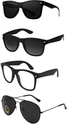 ETHNICSS Oval, Cat-eye, Over-sized, Round Sunglasses(For Men & Women, Black, Clear)