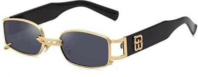 Black Jones Rectangular Sunglasses(For Men & Women, Black)