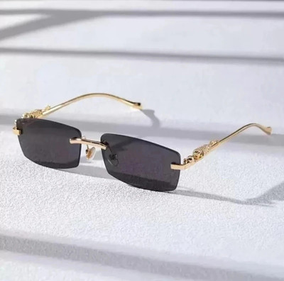 Amazea Rectangular Sunglasses(For Men & Women, Black)