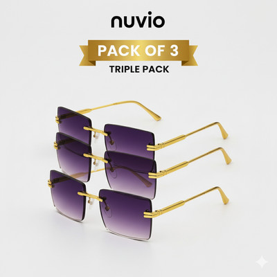 NUVIO Rectangular, Retro Square Sunglasses(For Boys & Girls, Purple, Violet)