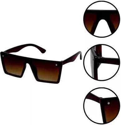 Netwiz Retro Square Sunglasses(For Men & Women, Brown)