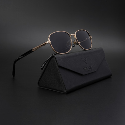 VOYAGE Retro Square Sunglasses(For Men & Women, Black, Golden)
