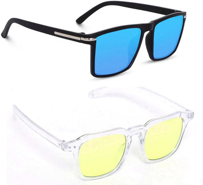 ELLIGATOR Retro Square Sunglasses(For Men & Women, Blue, Yellow)