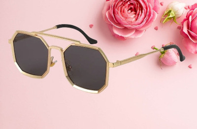 I REBEL Retro Square Sunglasses(For Men & Women, Black)