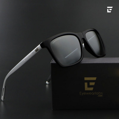 Eyewearlabs Retro Square Sunglasses(For Men & Women, Black)