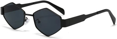 GRACY RIMS Rectangular, Retro Square Sunglasses(For Men & Women, Black)