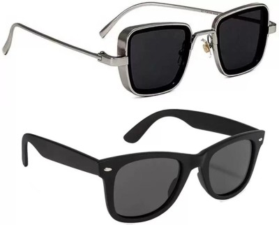 SUN STYLE Wayfarer, Retro Square Sunglasses(For Boys & Girls, Black)